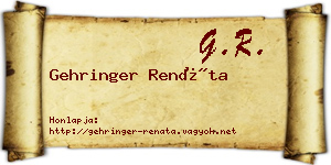 Gehringer Renáta névjegykártya